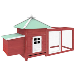 Vidaxl kippenhok met nestkast 190x72x102 massief vurenhout rood