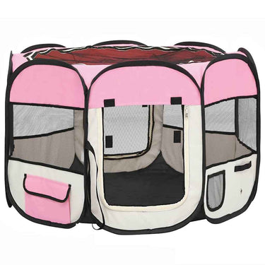 Vidaxl hondenren inklapbaar met draagtas 90x90x58 cm roze