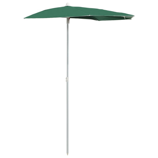 Vidaxl parasol half met paal 180x90 cm groen