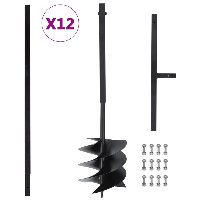 Load image into Gallery viewer, VidaXL Grondboor met handvat 250 mm met verlengbuis 12 m staal
