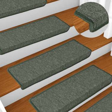 Vidaxl trapmatten 15 st 65x21x4 cm donkergroen rechthoekige rand