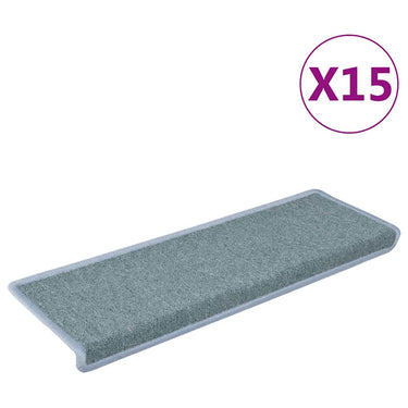 Vidaxl trapmatten 15 st 65x21x4 cm zeeblauw rechthoekige rand