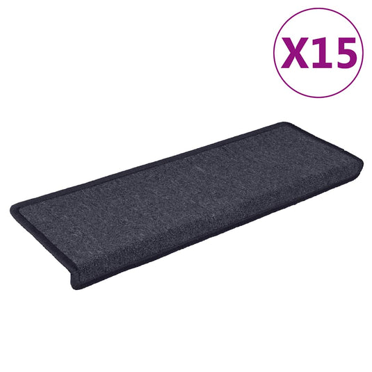 Vidaxl trapmatten 15 st 65x21x4 cm donkergrijs en blauw met rechthoekige rand