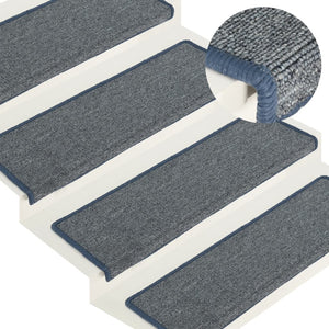 Vidaxl trapmatten 15 st 65x21x4 cm lichtgrijs en blauw met rechthoekige rand
