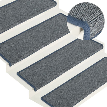 Vidaxl trapmatten 15 st 65x21x4 cm lichtgrijs en blauw met rechthoekige rand