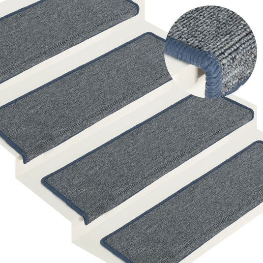 Vidaxl trapmatten 15 st 65x21x4 cm lichtgrijs en blauw met rechthoekige rand