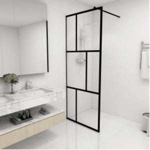 Vidaxl inloopdouchewand 80x195 cm gehard glas zwart