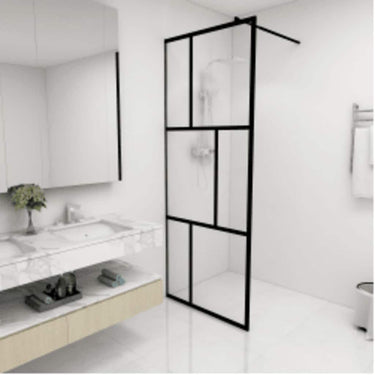 Vidaxl inloopdouchewand 80x195 cm gehard glas zwart