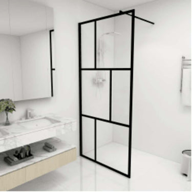 Vidaxl inloopdouchewand 90x195 cm gehard glas zwart