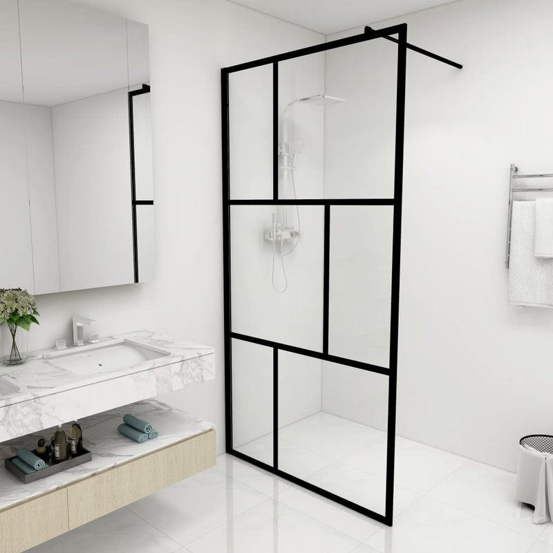 Load image into Gallery viewer, Vidaxl inloopdouchewand 100x195 cm gehard glas zwart

