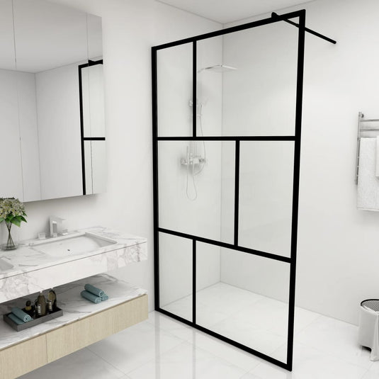 VidaXL Inloopdouchewand 115x195 cm gehard glas zwart