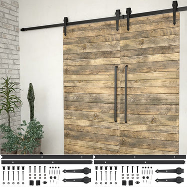 Vidaxl hardwaresets voor schuifdeuren 2 st 200 cm staal zwart