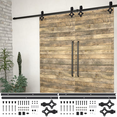Vidaxl hardwaresets voor schuifdeuren 2 st 200 cm staal zwart