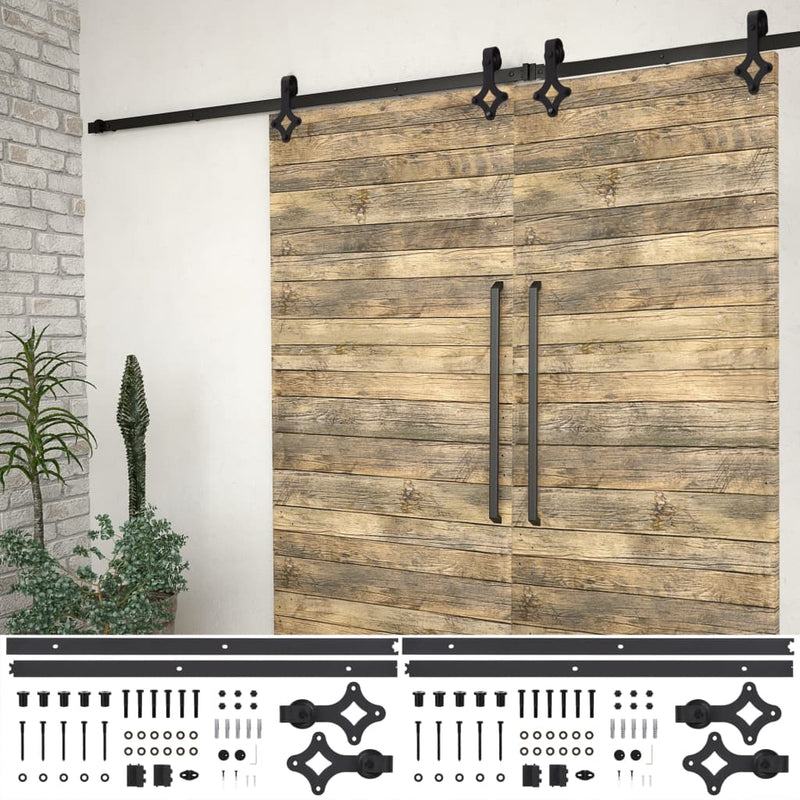 Load image into Gallery viewer, Vidaxl hardwaresets voor schuifdeuren 2 st 200 cm staal zwart
