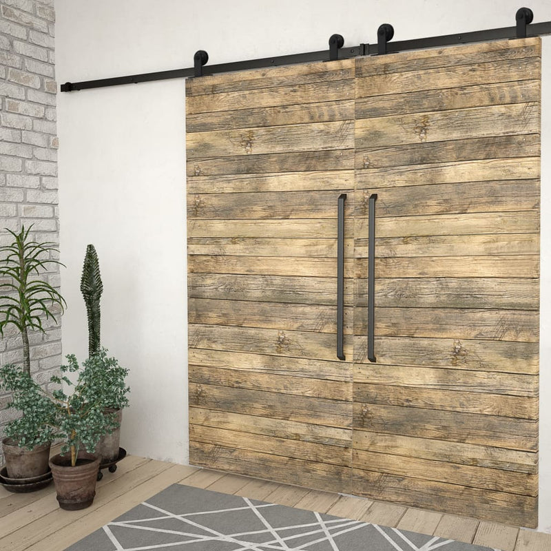 Load image into Gallery viewer, Vidaxl hardwaresets voor schuifdeuren 2 st 200 cm staal zwart
