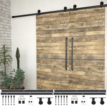 Vidaxl hardwaresets voor schuifdeuren 2 st 200 cm staal zwart