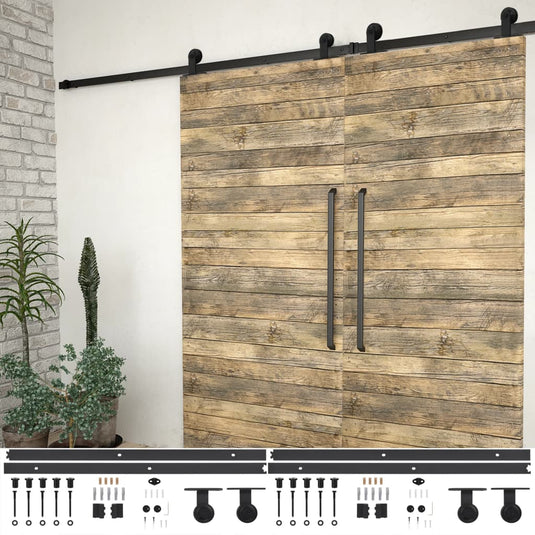 Vidaxl hardwaresets voor schuifdeuren 2 st 200 cm staal zwart