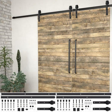 Vidaxl hardwaresets voor schuifdeuren 2 st 183 cm staal zwart
