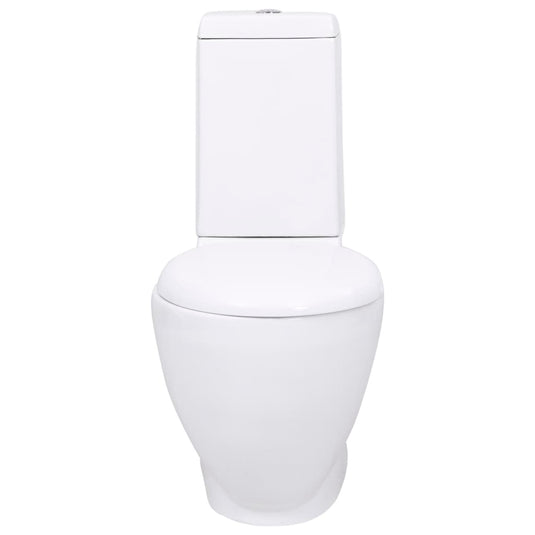 VidaXL Toilet rond afvoer onder keramiek wit