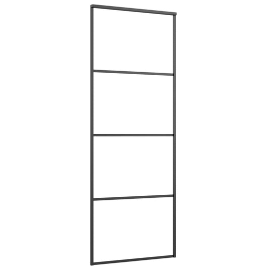 Vidaxl schuifdeur 76x205 cm aluminium en esg-glas zwart