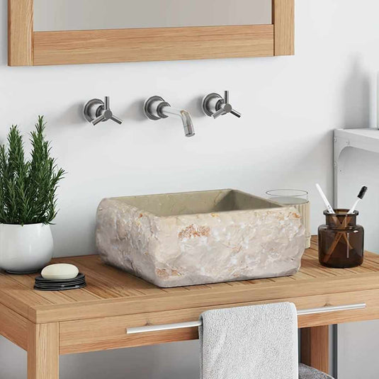 Vidaxl gootsteen 30x30x13 cm marmer crèmekleurig