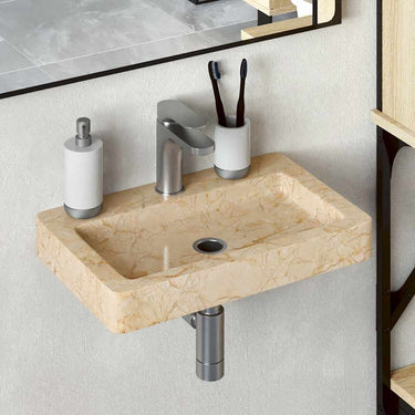 Vidaxl wastafel wandgemonteerd 38x24x6,5 cm marmer crèmekleurig