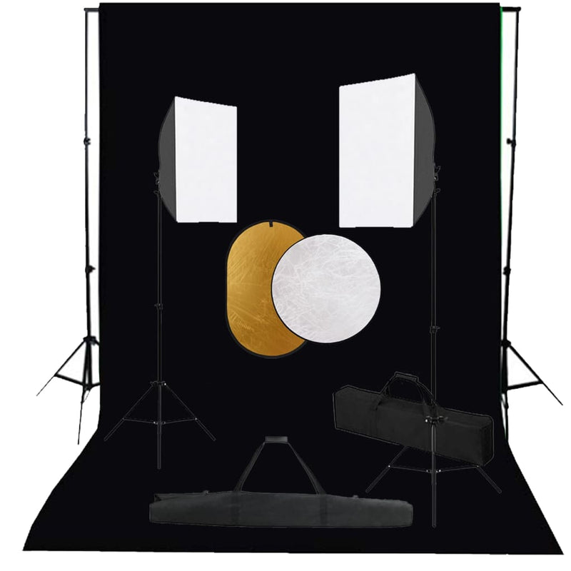 Load image into Gallery viewer, VidaXL Fotostudioset met softboxlampen, achtergrond en reflector
