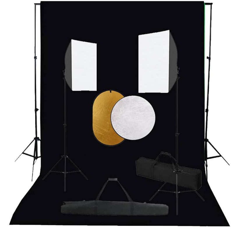 Load image into Gallery viewer, Vidaxl fotostudioset met softboxlampen, achtergrond en reflector
