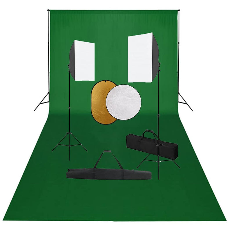 Load image into Gallery viewer, Vidaxl fotostudioset met softboxlampen, achtergrond en reflector

