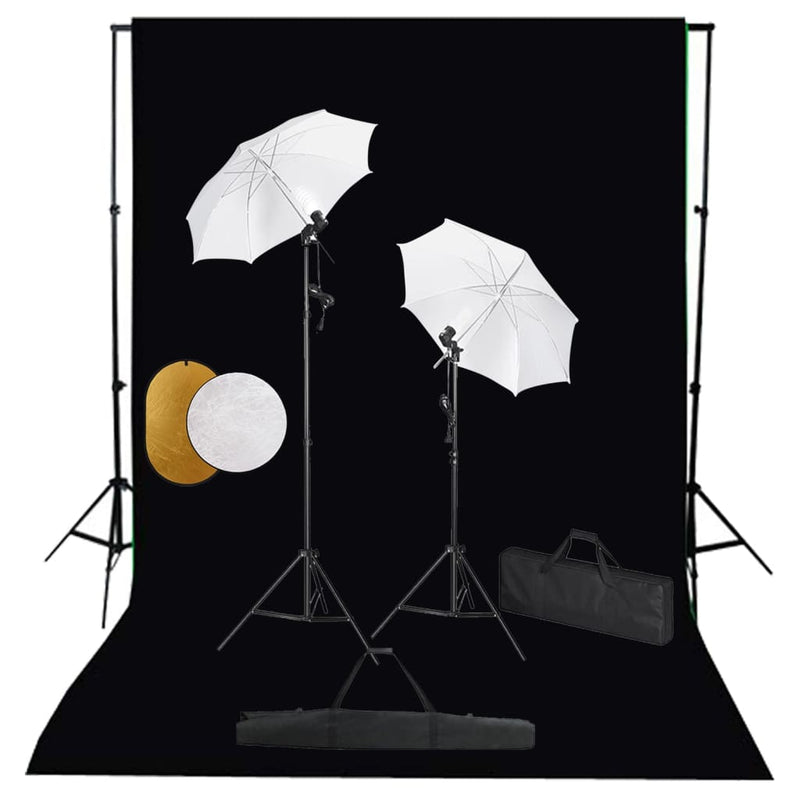 Load image into Gallery viewer, VidaXL Fotostudioset met lampen, paraplu's, achtergrond en reflector

