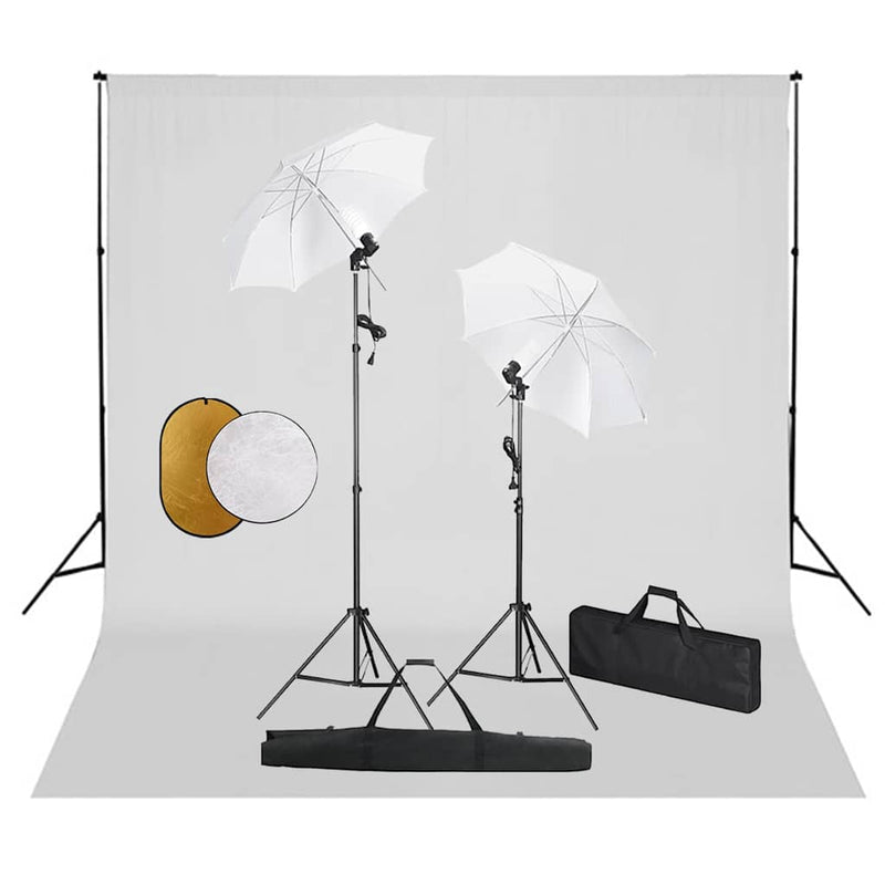 Load image into Gallery viewer, Vidaxl fotostudioset met lampen, paraplu's, achtergrond en reflector
