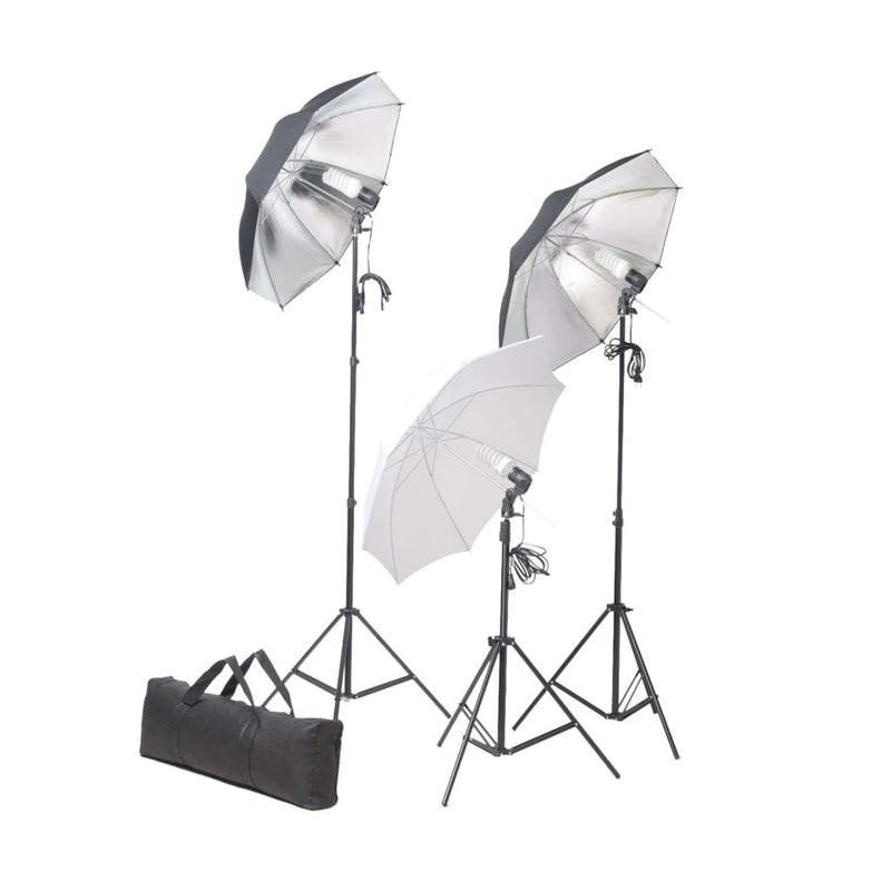 Load image into Gallery viewer, Vidaxl fotostudioset met lampen, paraplu's, achtergrond en reflector
