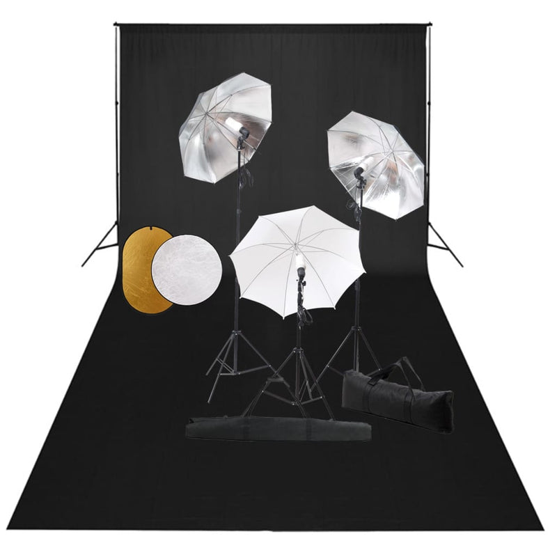 Load image into Gallery viewer, Vidaxl fotostudioset met lampen, paraplu's, achtergrond en reflector
