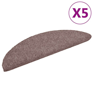 Vidaxl trapmatten zelfklevend 5 stuks 56x17x3 cm lichtbruin halfrond