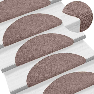 Vidaxl trapmatten zelfklevend 10 stuks 56x17x3 cm lichtbruin halfrond