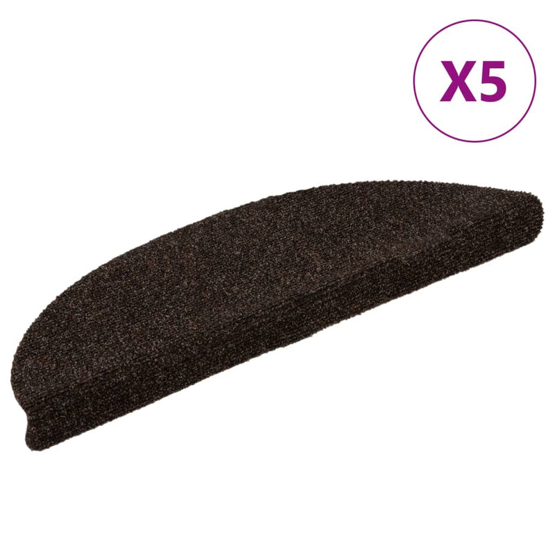 Afbeelding laden in galerijviewer, Vidaxl trapmatten zelfklevend 5 stuks 56x17x3 cm bruin halfrond
