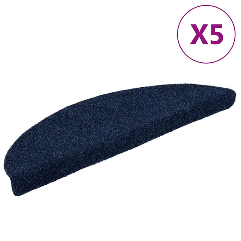 Load image into Gallery viewer, Vidaxl trapmatten zelfklevend 5 stuks 56x17x3 cm marineblauw halfrond

