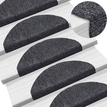 Vidaxl trapmatten zelfklevend 5 stuks 65x21x4 cm donkergrijs halfrond groot