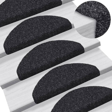 Vidaxl trapmatten zelfklevend 5 stuks 65x21x4 cm zwart halfrond groot