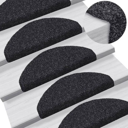 Vidaxl trapmatten zelfklevend 5 stuks 65x21x4 cm zwart halfrond groot