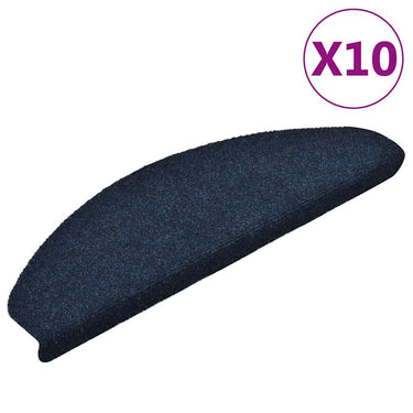 Vidaxl trapmatten zelfklevend 10 stuks 65x21x4 cm marineblauw halfrond groot