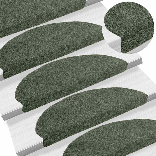 Vidaxl trapmatten zelfklevend 5 stuks 65x21x4 cm groen halfrond groot