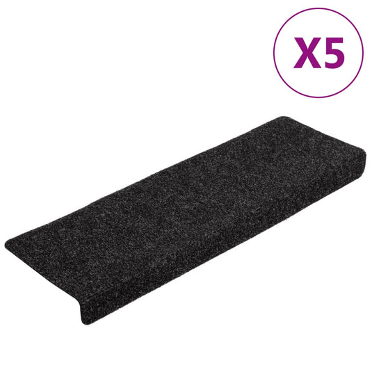Vidaxl trapmatten zelfklevend 5 stuks 65x21x4 cm zwart rechthoekige rand
