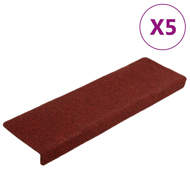 Load image into Gallery viewer, Vidaxl trapmatten zelfklevend 5 stuks 65x21x4 cm bordeaux rood rechthoekige rand
