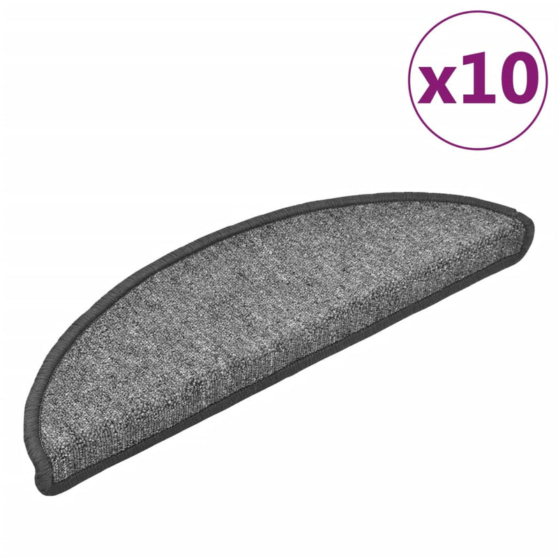 Load image into Gallery viewer, Vidaxl trapmatten 10 st 56x17x3 cm donkergrijs halfrond
