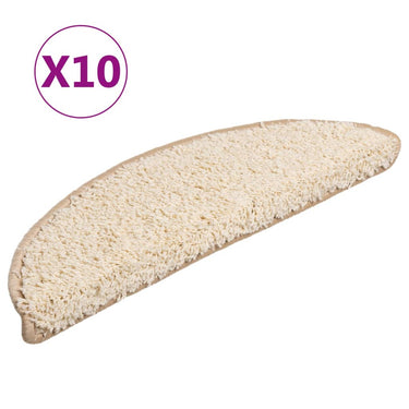 Vidaxl trapmatten 10 st 56x17x3 cm crème halfrond