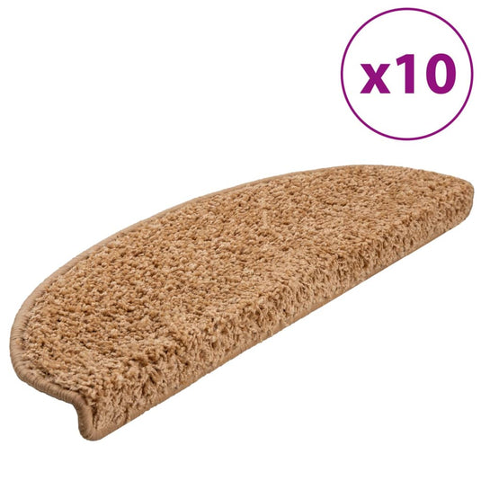 Vidaxl trapmatten 10 st 65x21x4 cm beige halfrond groot