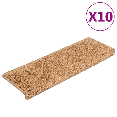 Vidaxl trapmatten 10 st 65x21x4 cm beige rechthoekige rand