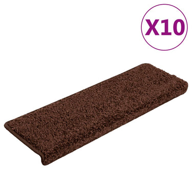 Vidaxl trapmatten 10 st 65x21x4 cm bruin rechthoekige rand