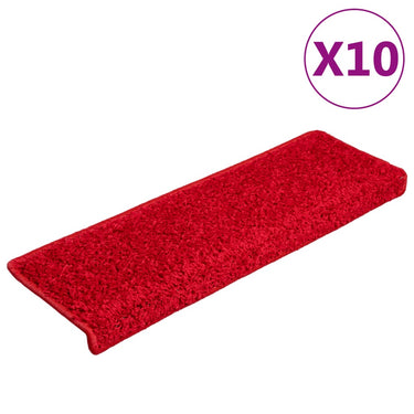 Vidaxl trapmatten 10 st 65x21x4 cm rood rechthoekige rand